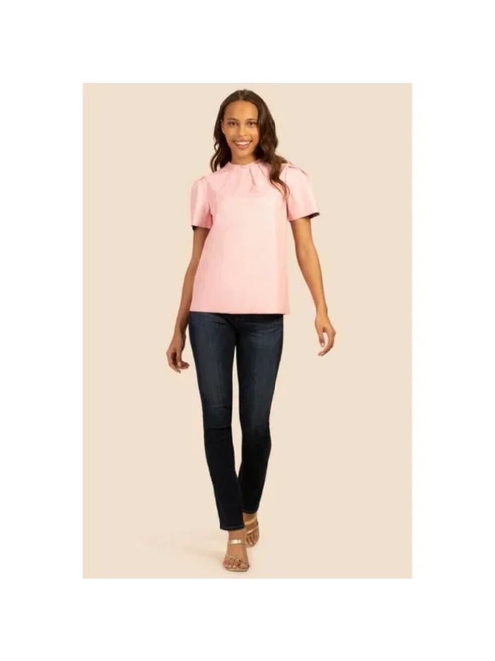 NWOT Trina Turk Soledad Vegan Leather Top Desert Rose Size Medium